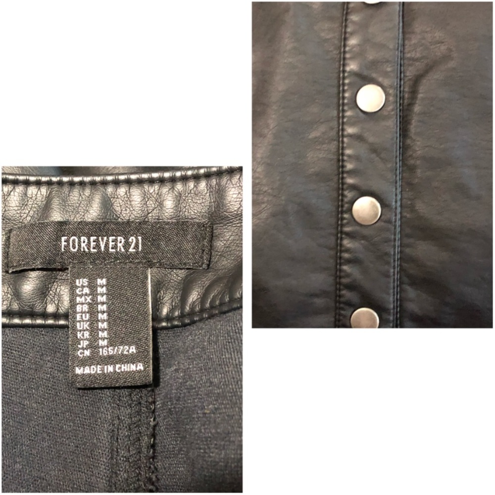 Faux Leather Button Front Mini - Picture 4 of 4